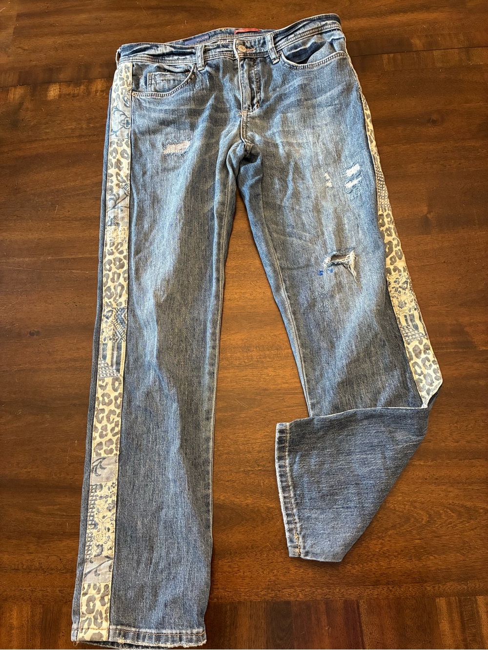 Pilcro Jeans Women’s 27 Slim Boyfriend Crop Blue Cheetah Straight Anthropologie